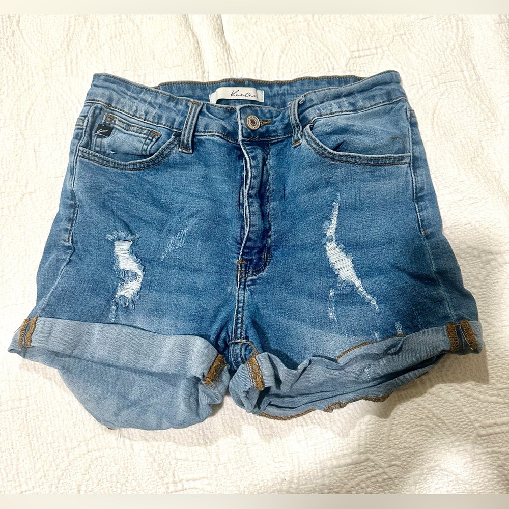 KanCan women’s cuffed Distressed Jean Shorts